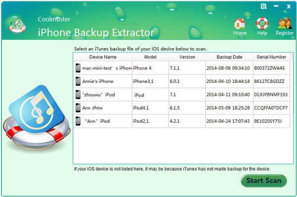 install and launch coolmuster iphone backup extractor on the computer