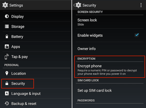 encrypt android phone before wiping android data