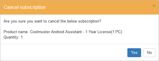 confirm to cancel the subscription